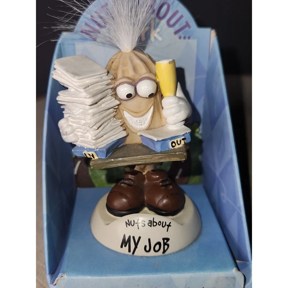VINTAGE Nuts About Work Peanut Bobble Head Figurine Office Worker